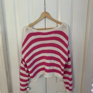 Aerie pink and white striped sweater